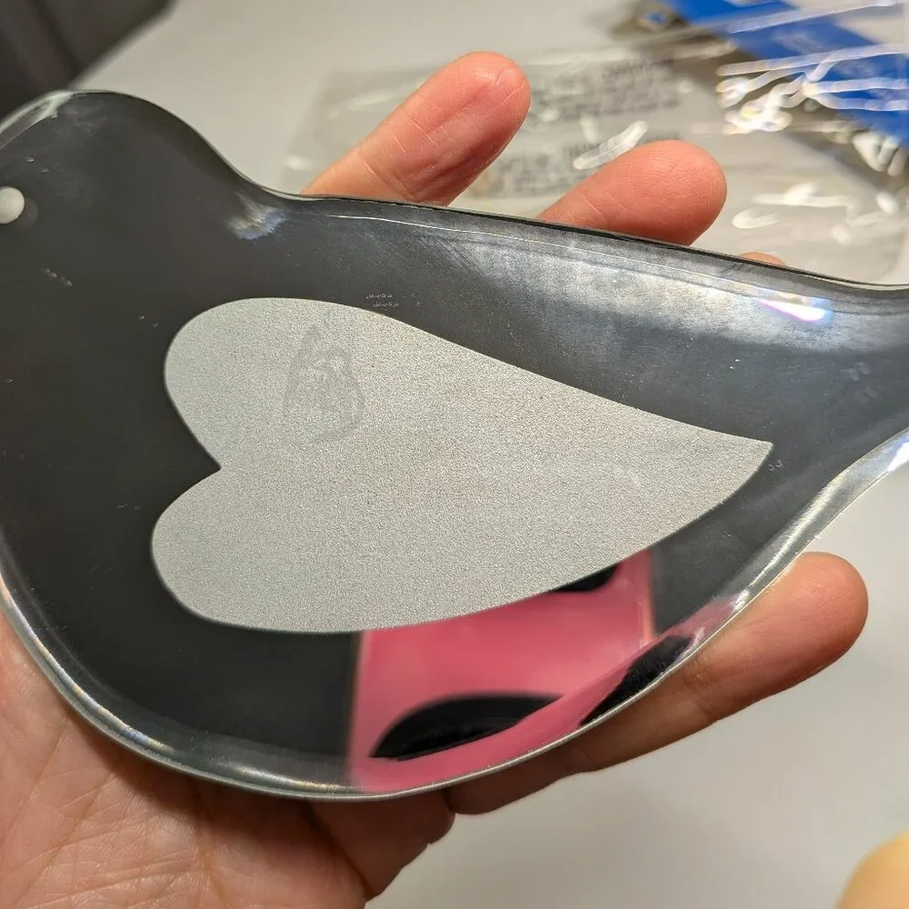 Beveled Mirror Bird w hanger and heart frosted wing